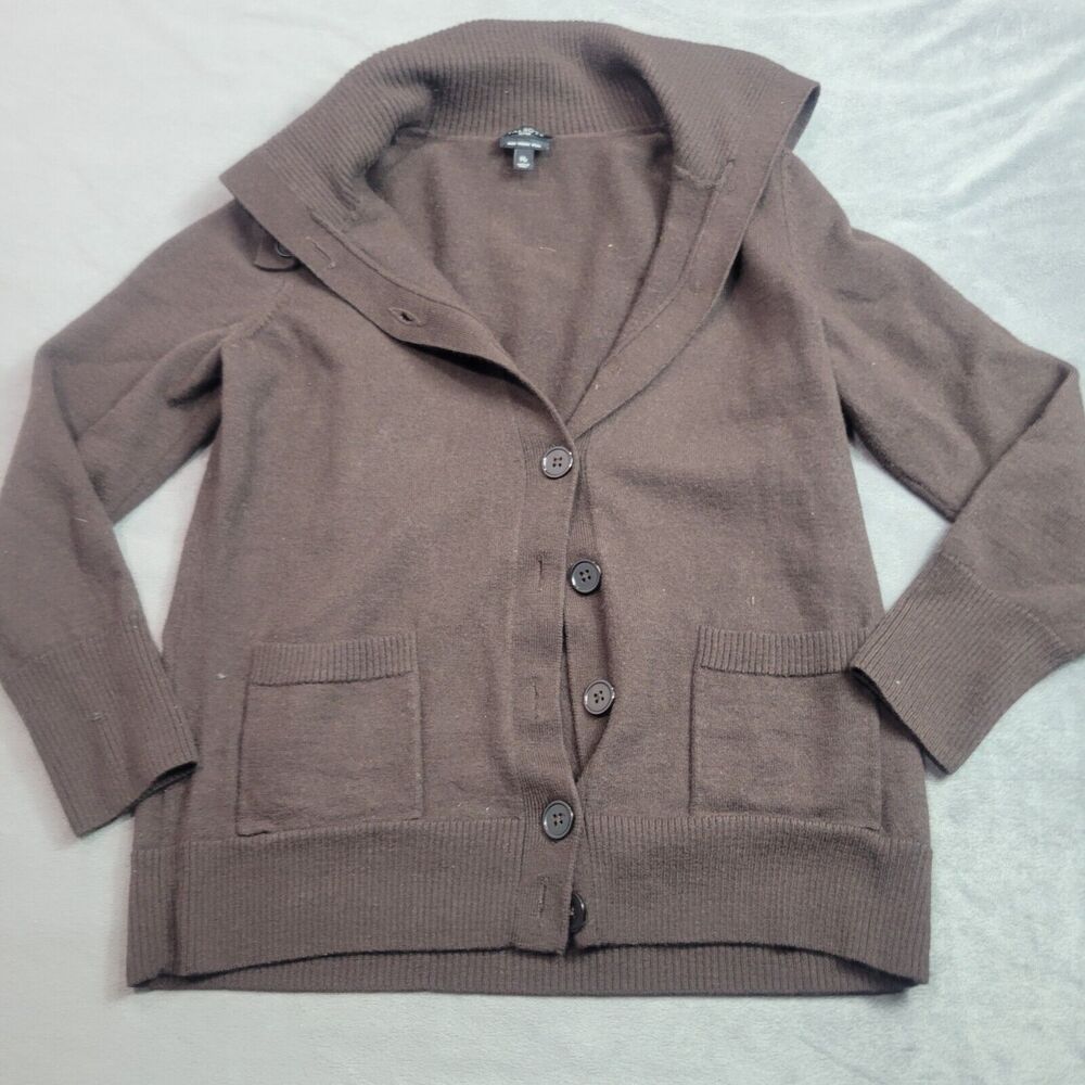 Talbots Cardigan Womens Size Medium Petite Brown Classic Merino Wool Button Down
